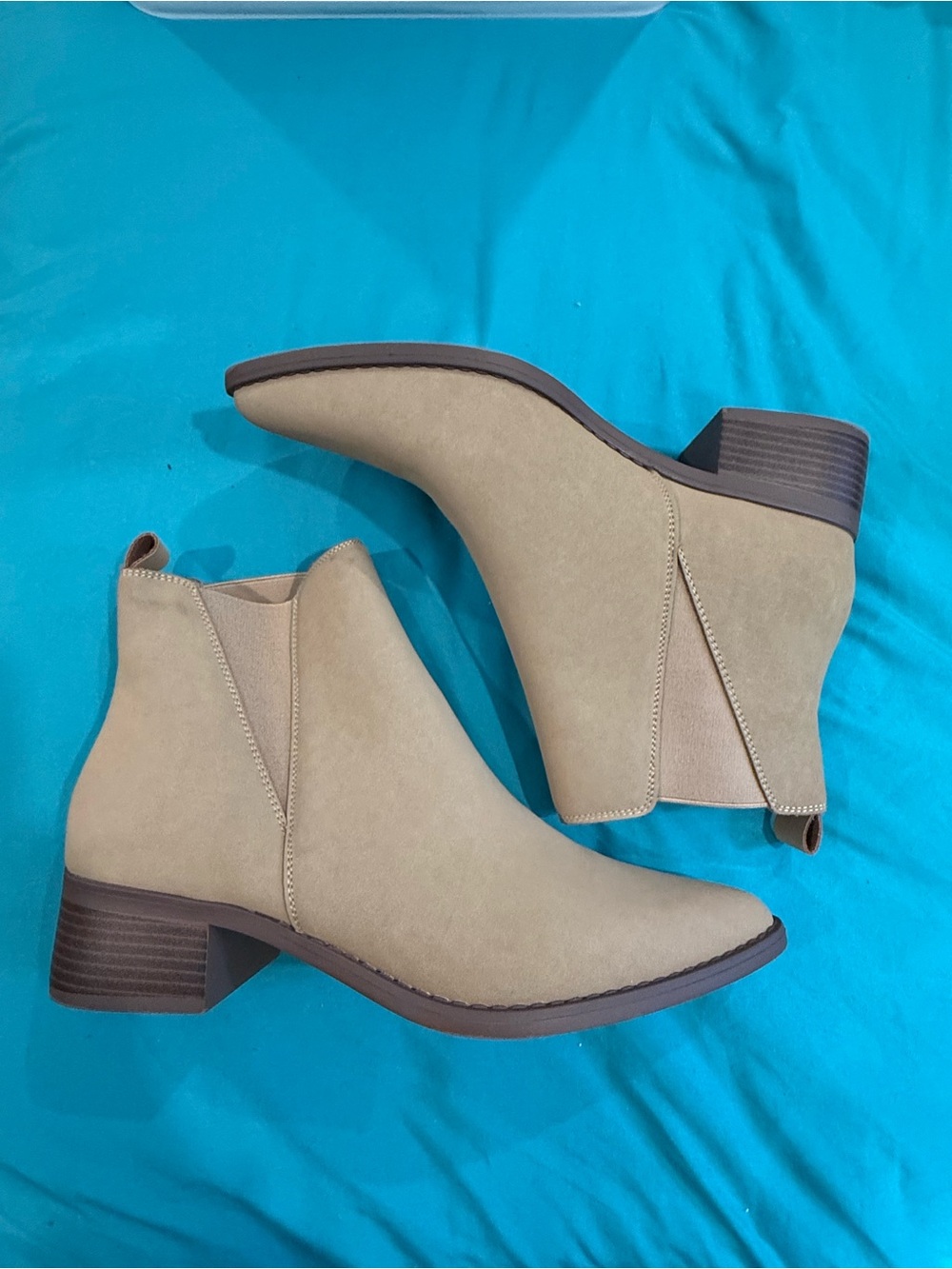 Serra Taupe Chelsea Ankle Boots with Low Block Heel Booties